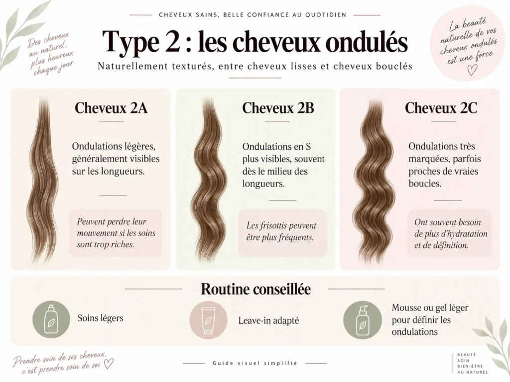 Types de Cheveux Type 2 les cheveux ondulés