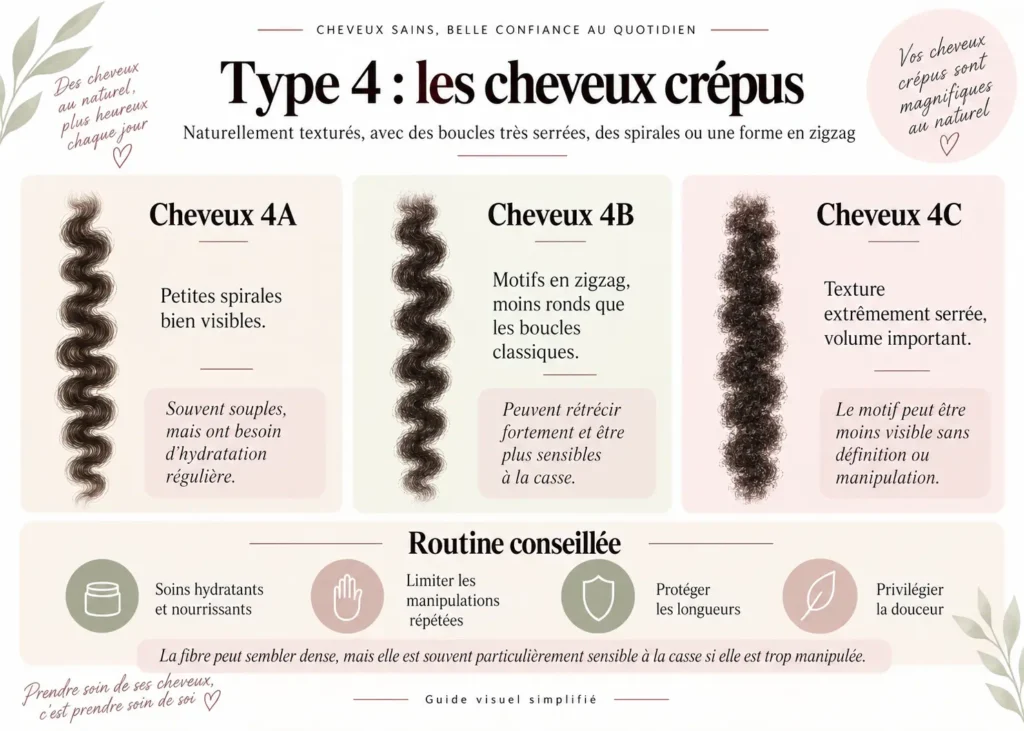 types de cheveux Type 4 : les cheveux crépus